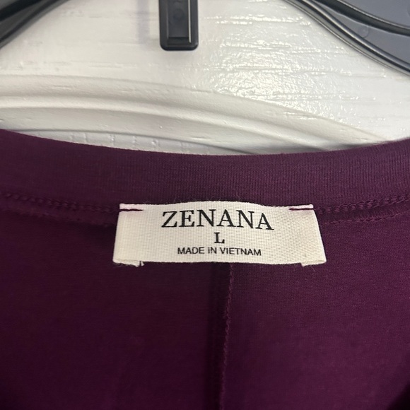Zenana V-Neck Leo Pocket Top NWOT Size Large LS Plum - Picture 5 of 6